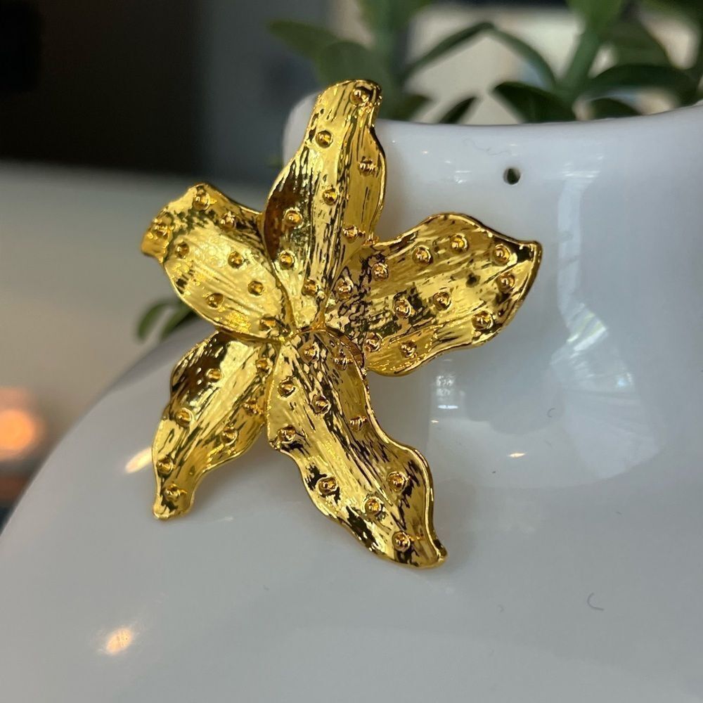Golden Bloom Oversized Floral Earrings - Picture 6 of 8